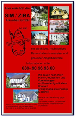 Hier klicken um das SIM/ZIBA Hausbau GmbH Bauschild grer betrachten zu knnen